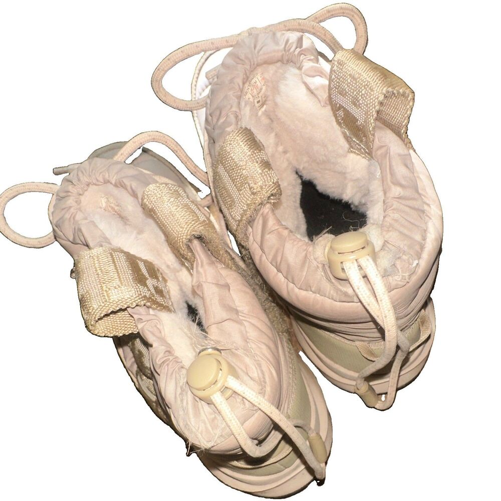 The North Face Women’s Insulated Snow Boots Faux Fur Beige Drawcord Size 10 - Picture 4 of 10